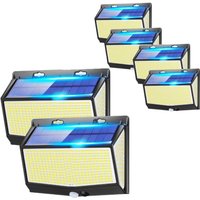 6-teilige Solar-Wandleuchte für den Außenbereich, 468 LED + 2000 lm, mit Bewegungssensor, 3 Modi, IP65 wasserdicht von SJQKA