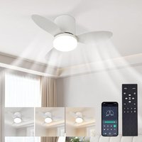 65 cm 60 W Deckenventilator mit Licht – 6-stufige dimmbare LED-Deckenleuchte mit leisem Ventilator, umkehrbarem Gleichstrommotor, App- und von SJQKA