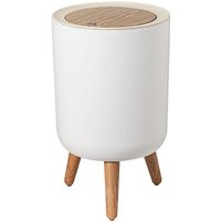 7-Liter-Badezimmer-Standmülleimer – Original-Holzfarbe, mit aufsteckbarem Deckel, geeignet für Küche, Bad, Schlafzimmer, Wohnzimmer von SJQKA