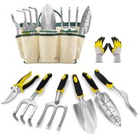 8-teiliges Gartenwerkzeug-Set, Gartengeräte mit Gartentasche, Gartenhandschuhen, Gartenschere, Schaufel, Rechen, Gartenset für die Gartenpflege von SJQKA