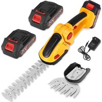 Akku-Gras- und Strauchschere – Elektrische Heckenschere, 24V Rasenmäher mit 2x1500mAh Akku, 2 Klingen (30cm und 10cm), 2-in-1 Heckenschere und von SJQKA