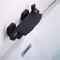 Sjqka - Badewannenarmatur, schwarzer Wasserfall, Wandmontage, Badewannenarmatur für Badezimmer, Badewannenarmatur mit Handbrause, Badewannenarmatur, von SJQKA