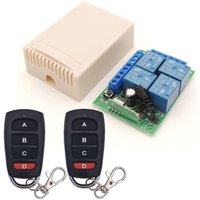DC 12V 4CH 433Mhz RF Wireless Relay Receiver Module with 2 Transmitters, for Truck Trunk, Engine, Garage, Electric Lock, 3 Operating Modes von SJQKA
