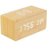 Sjqka - Digitaler Thermometer-Wecker, Holz-Digitalwecker, LED-Digital-Holzwecker mit kabellosem Ladegerät, Holzwecker mit Induktionsladegerät, Sjqka - Digitaler Thermometer-Wecker, Holz-Digitalwecker, LED-Digital-Holzwecker mit kabellosem Ladegerät, Holzwecker mit Induktionsladegerät, von SJQKA