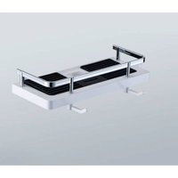 Duschablage ohne Bohren, Seifenschale für mehr Ordnung im Badezimmer mit 2 Haken und 1 Ablagefläche, passend für Duschstangen mit 20–25 mm von SJQKA