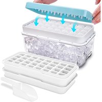 Eiswürfelschale, lebensmittelechte Eiswürfelform mit Deckel, gibt alle Eiswürfel in einer Sekunde frei, BPA-frei, 64 Eiswürfelschalen (blaue Eiswürfelschale, lebensmittelechte Eiswürfelform mit Deckel, gibt alle Eiswürfel in einer Sekunde frei, BPA-frei, 64 Eiswürfelschalen (blaue von SJQKA