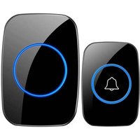 Kabellose Außentürklingel, IP44 wasserdicht bis 300 m, blaue LED, elektronische Türklingel - Kabellose Außentürklingel von SJQKA