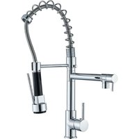 Küchenarmatur mit 2 Düsen, Einhebelmischer, Mischbatterie, Doppelfunktionsbrause, 360° schwenkbar, Kalt- und Warmwasserhähne, Chrommessing Küchenarmatur mit 2 Düsen, Einhebelmischer, Mischbatterie, Doppelfunktionsbrause, 360° schwenkbar, Kalt- und Warmwasserhähne, Chrommessing von SJQKA