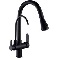 Küchenarmatur mit Ausziehbrause – 2 Griffe – 3-in-1-Wasserfilter – schwarz Küchenarmatur mit Ausziehbrause – 2 Griffe – 3-in-1-Wasserfilter – schwarz von SJQKA