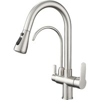 Küchenarmatur mit Wasserfilter und Ausziehbrause – Küchenarmatur – 3 Funktionen – wasserlose Filtration – gebürstet Küchenarmatur mit Wasserfilter und Ausziehbrause – Küchenarmatur – 3 Funktionen – wasserlose Filtration – gebürstet von SJQKA