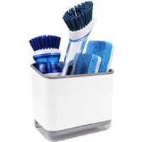 Kunststoff-Ablage für Spülbecken, Schwammhalter, Aufbewahrungsbox für Küchenbürsten und Schwämme mit Abtropfschale, weiß von SJQKA