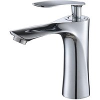 Messing-Waschtischarmatur, Mischbatterie für Warm- und Kaltwasser, elegante Badaccessoires, Einhebel-Waschtischarmatur aus Chrom von SJQKA