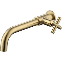 Sjqka - Messing-Waschtischmischer, Kaltwasser-Wasserhahn, Wandhalterung, Kaltwasser-Wandhalterung, 1/2 Zoll Badewannen-Wandanschluss, gebürstetes Gold Sjqka - Messing-Waschtischmischer, Kaltwasser-Wasserhahn, Wandhalterung, Kaltwasser-Wandhalterung, 1/2 Zoll Badewannen-Wandanschluss, gebürstetes Gold von SJQKA
