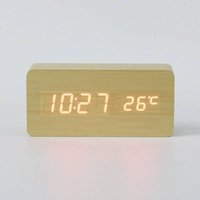 Mode holz uhr elektronische uhr led datum temperatur display elektronische wecker hause dekoration uhr Wang Lan von SJQKA