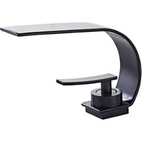 Moderner schwarzer Einloch-Badezimmerhahn, Waschtischarmatur mit niedrigem Bogen und Keramikventil aus Messing, Einhebel-Mischbatterie für Warm- und von SJQKA