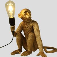 Nachttischlampe aus Kunstharz in Affenform für Schlafzimmer, lustige Wohndekoration für Kinder, Arbeitszimmer [Energieklasse B] von SJQKA