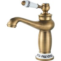Sjqka - Retro-Badezimmerarmatur, Waschtischarmatur, Keramikgriff, Einhebel-Waschtischmischer, Warm- und Kaltwasser-Badezimmerarmatur, Messing (ohne von SJQKA