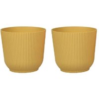 Robuste und leichte runde, matte Kunststoff-Blumentöpfe für Wohn- und Esszimmer - 2 Stück (Senfgelb, 14 cm) von SJQKA