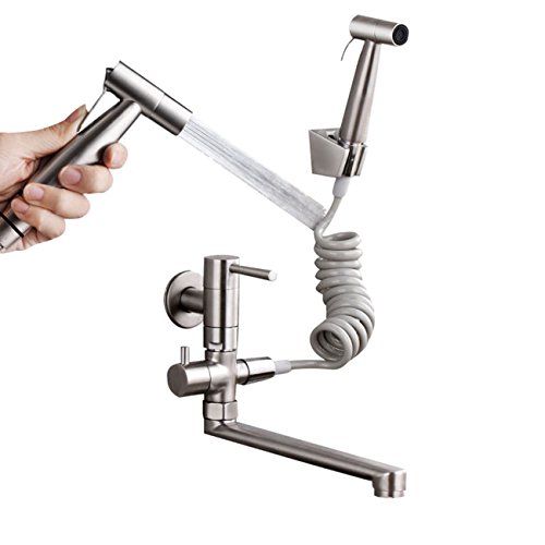 SJQKA 304 Edelstählen Kalte Wand Art Küchenarmatur Spritzpistole Tank Pflanzliche Waschbecken 4 Universal - Wand Montierten Wasserhahn Verlängert,A SJQKA 304 Edelstählen Kalte Wand Art Küchenarmatur Spritzpistole Tank Pflanzliche Waschbecken 4 Universal - Wand Montierten Wasserhahn Verlängert,A von SJQKA