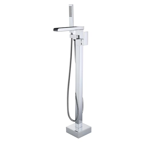 SJQKA Standarmatur Freistehend Wannenarmatur Wasserfall Messing,Freistehende Wannenarmatur,Einhandmischer Mit Handbrause,badewannenarmatur Chrom (Chrome-Underground Installation) von SJQKA