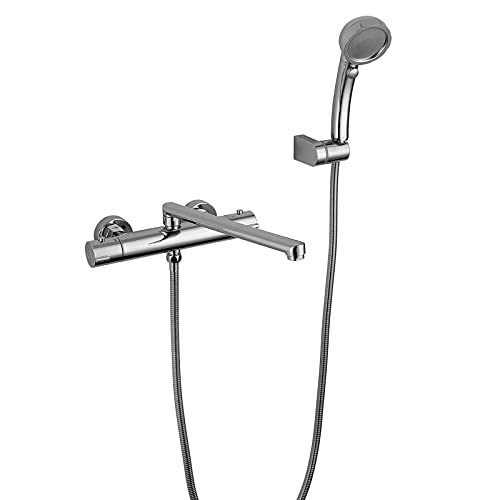 SJQKA-Thermostat-Wannenbatterie,wannenarmatur Mit Handbrause,badewannenarmatur Sicherheitssperre Bei 38°C,Chrom (B) von SJQKA