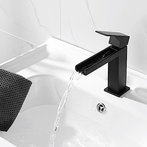 SJQKA Wasserhahn Bad Wasserfall Waschtischarmatur Modern Wasserfall Waschbecken Armaturen Kaltes Und Heißes Wasser Vorhanden Einhandmischer Armatur Waschbecken Aus Messing von SJQKA