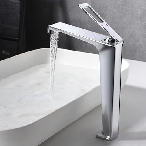 SJQKA Wasserhahn Bad Wasserfall chrom, Waschtischarmatur Wasserfall, Aufgerüstet Wasserfall Waschtischarmatur Für Badezimme, Wasserfall Design,wasserfall Wasserhahn Messing(chrom,Hoch) von SJQKA