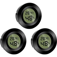 Set mit 3 Mini-Rund-Digitalhygrometern - Hygrometer - Temperatur (℉) oder Celsius (℃) - Für den Innenbereich, Büros, Wohnzimmer (Batterien enthalten) von SJQKA