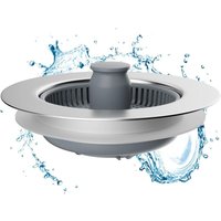 Sieb und Stöpsel für die Küchenspüle – 3-in-1-Universalsieb aus Edelstahl mit Verstopfungsschutz, einfache Installation für 72–86 mm große Sieb und Stöpsel für die Küchenspüle – 3-in-1-Universalsieb aus Edelstahl mit Verstopfungsschutz, einfache Installation für 72–86 mm große von SJQKA