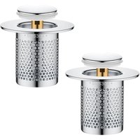 Sjqka - 2er-Pack Abflusssieb aus Edelstahl für Küchenspüle, Pop-up-Abflussstopfen mit Haarfänger, Bodensieb aus Edelstahl für Badezimmer und Badewanne von SJQKA
