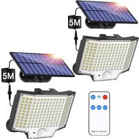 Sjqka - 2er-Pack Solar-Gartenleuchte für den Außenbereich, IP65, Sensor, 270°, 3 Modi, Solar-Außenbeleuchtung, Strahler, Außenbeleuchtung für Veranda Sjqka - 2er-Pack Solar-Gartenleuchte für den Außenbereich, IP65, Sensor, 270°, 3 Modi, Solar-Außenbeleuchtung, Strahler, Außenbeleuchtung für Veranda von SJQKA