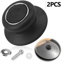 2er-Pack Topfdeckelgriffe aus Glas, Topfdeckelknopf mit Verbrühungsschutz, universeller Küchentopfdeckelgriff, passend für schwarze Topfdeckel von SJQKA