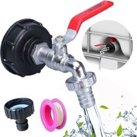 Sjqka - Auslasshahn, 1000L Wassertankhahn aus Legierung Kugelhahn mit 3/4 Zoll Anschluss IBC-Adapter für Wassertankhahn, Regenwassertank IBC-Box Sjqka - Auslasshahn, 1000L Wassertankhahn aus Legierung Kugelhahn mit 3/4 Zoll Anschluss IBC-Adapter für Wassertankhahn, Regenwassertank IBC-Box von SJQKA
