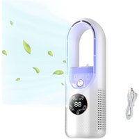 Sjqka - Flügelloser Tischventilator mit Luftbefeuchter, kleiner persönlicher Nebelventilator, 6 Geschwindigkeiten, leiser Nachttischventilator fürs von SJQKA