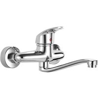 Küchenwandarmatur, Wandmischer aus Edelstahl, drehbar für Küchenspüle, heißes und kaltes Wasser (Silber) von SJQKA