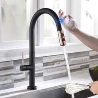 Touch-Küchenarmaturen mit herausziehbarer Brause, Sensor-Wasserhähne für Küchenspülen, Einhand-Touch-Control-Wasserhahn, Küchenmischbatterie (schwarz) von SJQKA