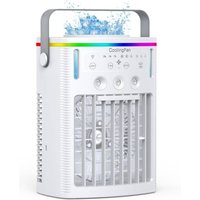 Sjqka - Tragbare Klimaanlage, 4-in-1-Mini-Personalventilator mit 1000-ml-Wassertank, 2/4/6-Stunden-Timer, 3 Nebelmachern, 7 Nachtlichtern, per usb von SJQKA