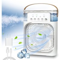 Sjqka - Tragbare Klimaanlage, Mini-Verdunstungsluftkühler mit 7-farbigem LED-Licht, 1/2/3-Stunden-Timer, 3 Windgeschwindigkeiten und 3 Sprühmodi für von SJQKA