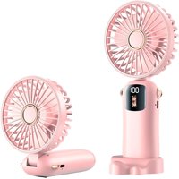 Tragbarer Ventilator, Mini-Handventilator, wiederaufladbar über usb, 1–100 einstellbare Windgeschwindigkeit, mit LED-Anzeige, Kabel und Sockel, ideal von SJQKA