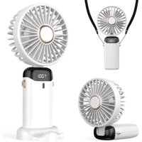 Wiederaufladbarer tragbarer Ventilator, 5000 mAh batteriebetriebener Mini-Ventilator, 5 Geschwindigkeiten und LED-Anzeige, langlebiger von SJQKA