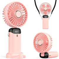 Sjqka - Wiederaufladbarer tragbarer Ventilator, 5000 mAh batteriebetriebener Mini-Ventilator, 5 Geschwindigkeiten und LED-Anzeige, langlebiger von SJQKA