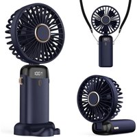 Sjqka - Wiederaufladbarer tragbarer Ventilator, 5000 mAh batteriebetriebener Mini-Ventilator, 5 Geschwindigkeiten und LED-Anzeige, langlebiger von SJQKA