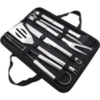 Teile/satz Edelstahl Grill Werkzeug Set Haushalt Grill Tool Kit Tragbare Outdoor Grill Utensil Set mit Silber Oxford Tasche von SJQKA