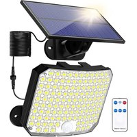 Solar-Wandleuchte für den Außenbereich, 118 LED-Flutlicht mit Bewegungsmelder und Fernbedienung, IP65 wasserdicht, 5 m Kabel, geeignet für Terrasse, Solar-Wandleuchte für den Außenbereich, 118 LED-Flutlicht mit Bewegungsmelder und Fernbedienung, IP65 wasserdicht, 5 m Kabel, geeignet für Terrasse, von SJQKA