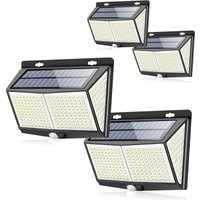 Solarleuchte für den Außenbereich, 288 LED, Bewegungsmelder, 270° Weitwinkel, IP65 wasserdicht, 3 Modi für Garten, Hof, Garage und Einfahrt, 4er-Pack von SJQKA