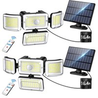 Solarleuchte für den Außenbereich mit Bewegungsmelder, 3500 lm, 288 LEDs, Sicherheitsbeleuchtung mit Fernbedienung, IP67 wasserdichter von SJQKA