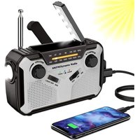 Solarradio, tragbares AM/FM-Handkurbelradio, Notstromgenerator mit 4000 mAh wiederaufladbarem Akku, LED-Taschenlampe, SOS-Alarm für Camping, von SJQKA