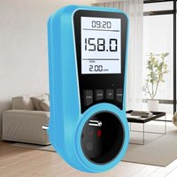 Steckdose mit Stromzähler, Energiemonitor mit hintergrundbeleuchtetem LCD-Bildschirm, Digitalanzeige, max. 3680 W – Blau von SJQKA