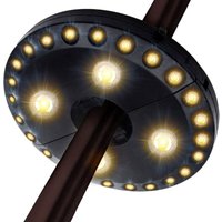 Terrassenschirmleuchte, 3 Helligkeitsmodi, 28 LED-Leuchten mit 220 Lux – 4 x AA-Batteriebetrieb, Schirmstableuchte für Terrassenschirme, Camping, Terrassenschirmleuchte, 3 Helligkeitsmodi, 28 LED-Leuchten mit 220 Lux – 4 x AA-Batteriebetrieb, Schirmstableuchte für Terrassenschirme, Camping, von SJQKA