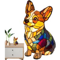 Tierförmige Buntglaslampe – Vintage-Katzenlampe aus Buntglas Handgefertigtes Nachttischlicht in Tierform Buntes LED-Nachtlicht für Zuhause, von SJQKA